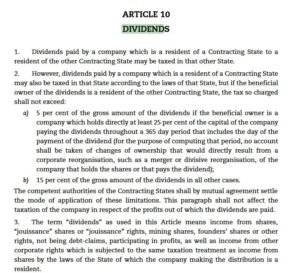 OECD Dividend DTT DWT Foreign dividends